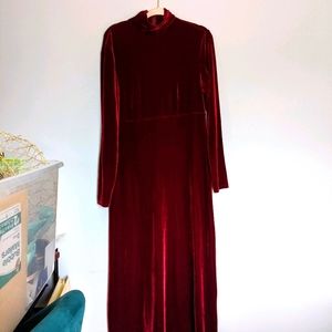 Vintage Burgundy Long Sleeve Maxi Dress